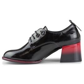 Pantofi eleganti de dama cu siret cu toc rosu negru 1 Pantofi eleganti de dama cu siret cu toc rosu negru 1