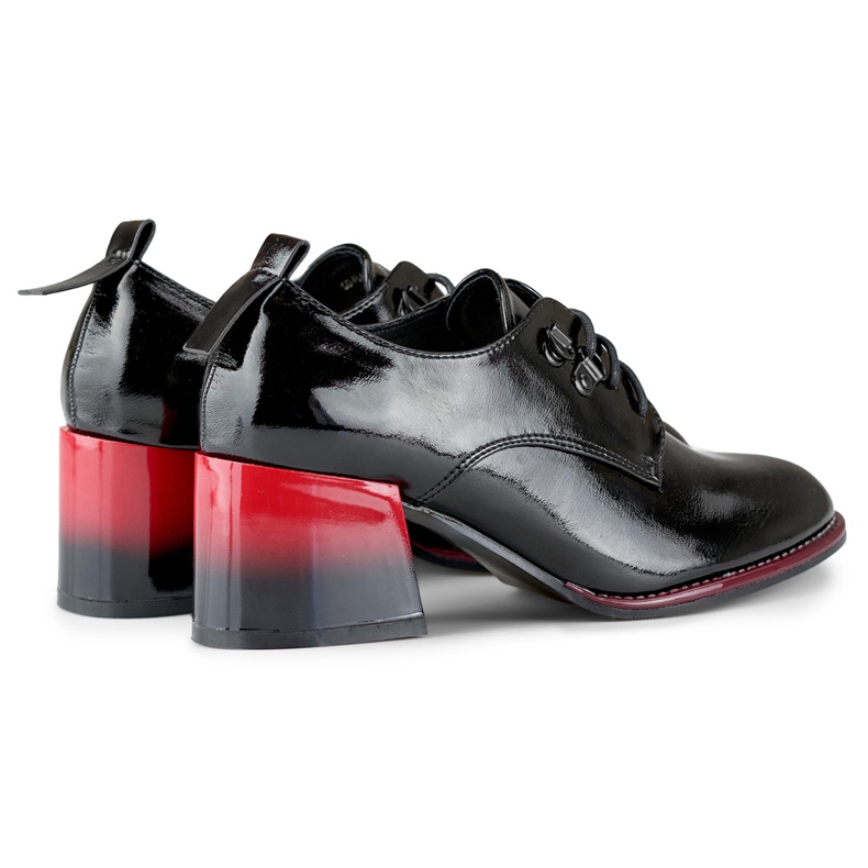 Pantofi eleganti de dama cu siret cu toc rosu negru 2 Pantofi eleganti de dama cu siret cu toc rosu negru 2