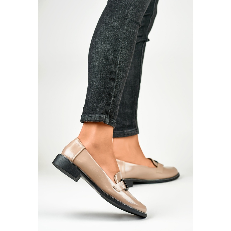 Pantofi dama bej lavete negru 1