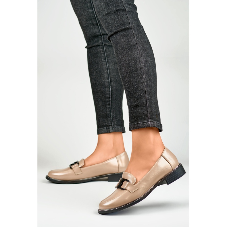 Pantofi dama bej lavete negru 2