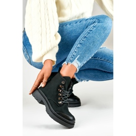 Tenisi de dama inalti imitand botine negru 2