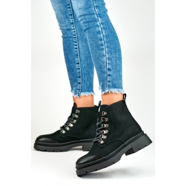 Tenisi de dama inalti imitand botine negru 4