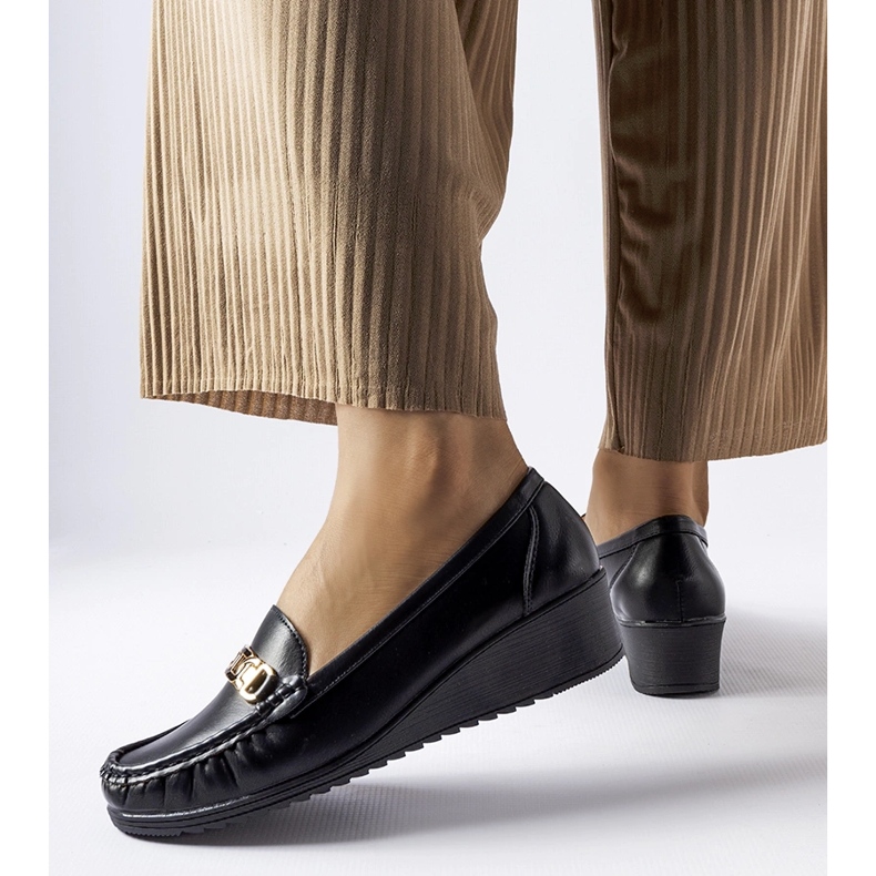 Mocasini negri cu catarama cu pană Lerino negru 1