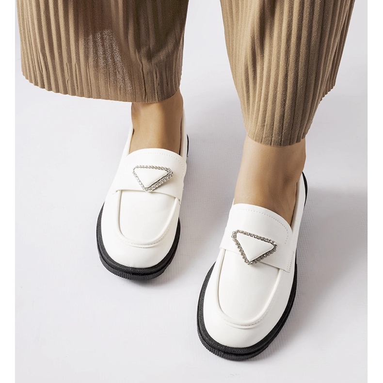 Mocasini albi decorati cu strasuri Marsilius 1