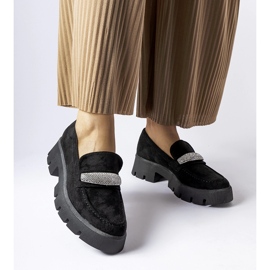 Mocasini negri cu o talpă Macario masivă negru 1