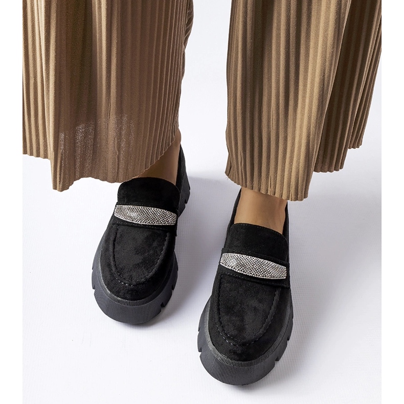 Mocasini negri cu o talpă Macario masivă negru 2