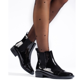 TRENDI Cizme Chelsea lacuite elegante negru 2