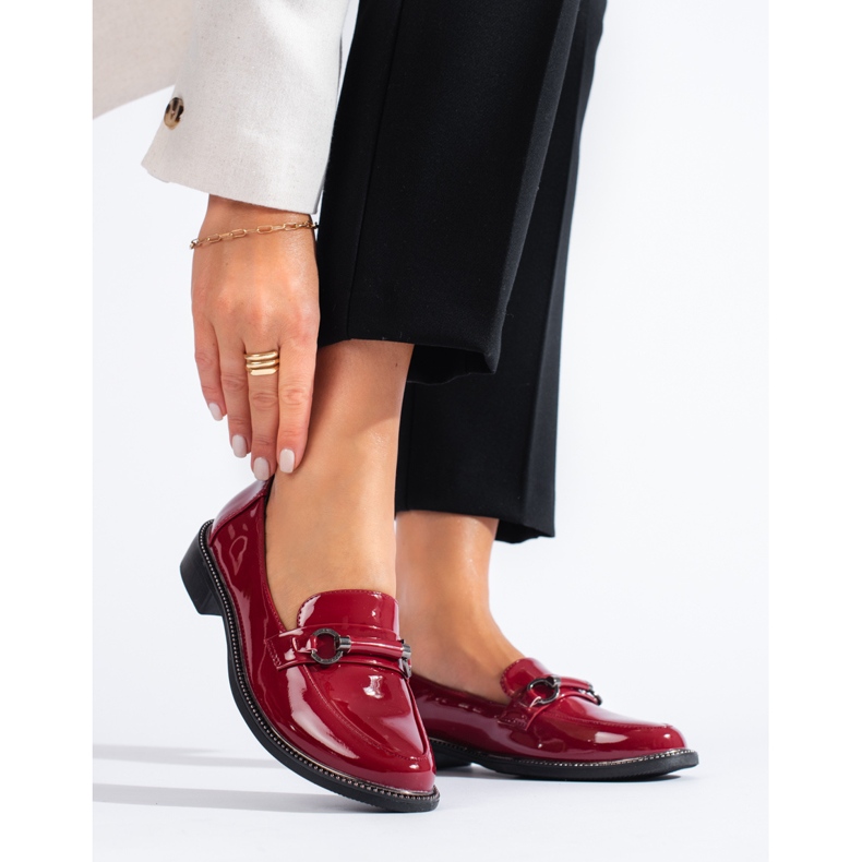 Mocasini de dama lavete bordeaux Shelovet roșu 2