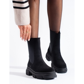 Botine Shelovet de piele intoarsa neagra negru 1