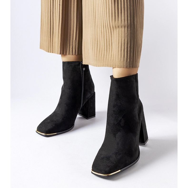 Botine negre Cheney cu toc înalt negru 1