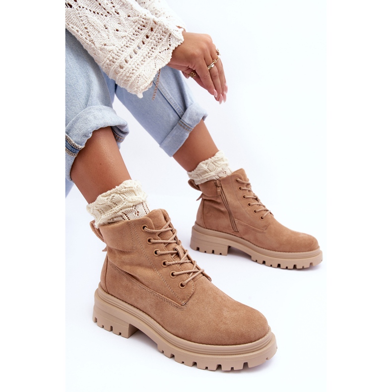 PM1 Botine izolate Suede Trappers, Bej Inchis Alden 1