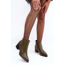 Sergio Leone Cizme din piele cu toc jos Olive Cidi verde 2