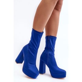 PH2 Botine albastre Peculia cu toc inalt cu fermoar albastru 1