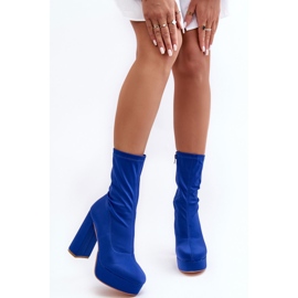 PH2 Botine albastre Peculia cu toc inalt cu fermoar albastru 2