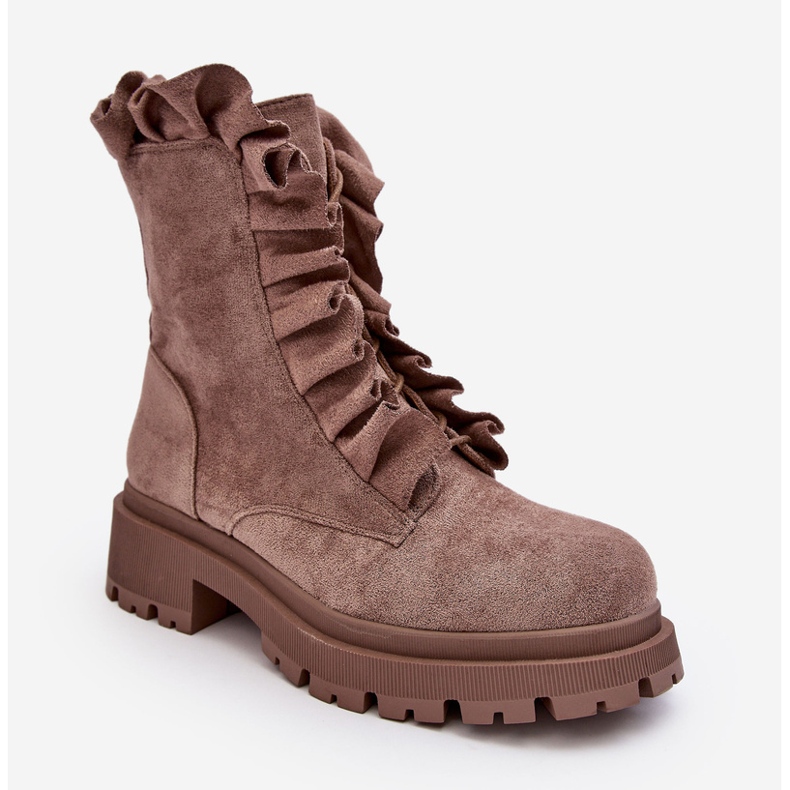 PS1 Botine de muncitor cu toc plat izolate din piele intoarsa, nacela bej inchis 1 PS1 Botine de muncitor cu toc plat izolate din piele intoarsa, nacela bej inchis 1