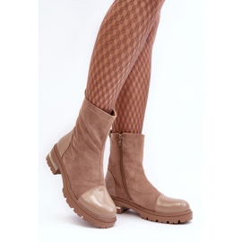 PS1 Cizme Plate Clasice Piele Bej Shendete 2