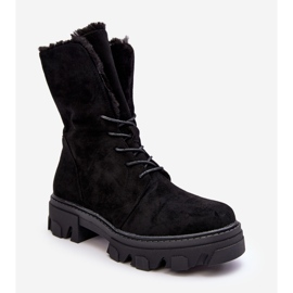 PS1 Botine Muncitoare Cu Siret Cu Blana, Negru Frendo 2