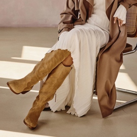 Marco Shoes Ghete cowboy Iolanda cu cusături decorative bej 1