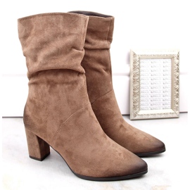 Cizme de dama scurte, sifonate, izolate, maro, Vinceza 58146 1