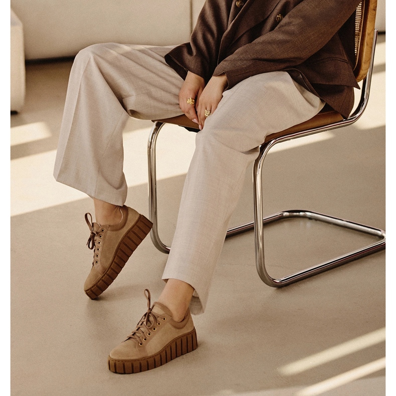 Marco Shoes Adidași în creștere cu fundul mai gros bej 1