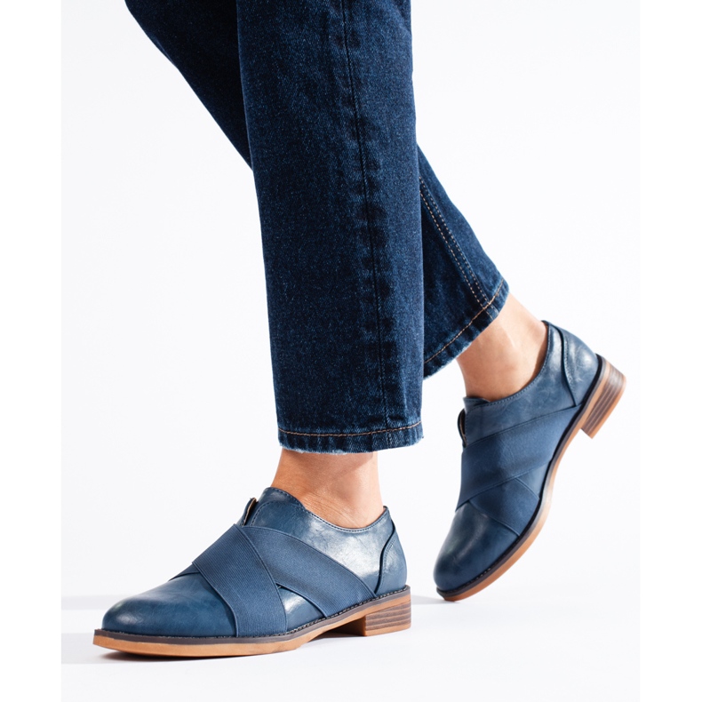 Oxford slip-on Shelovet albastru cu bandă elastică 1
