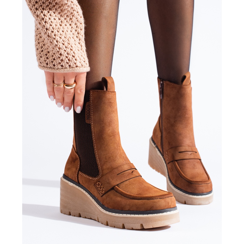 Botine maro din piele intoarsa Shelovet 1