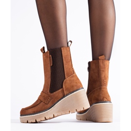 Botine maro din piele intoarsa Shelovet 2