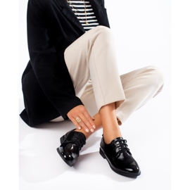 Oxford cu șireturi Shelovet de culoare neagră patentată negru 1