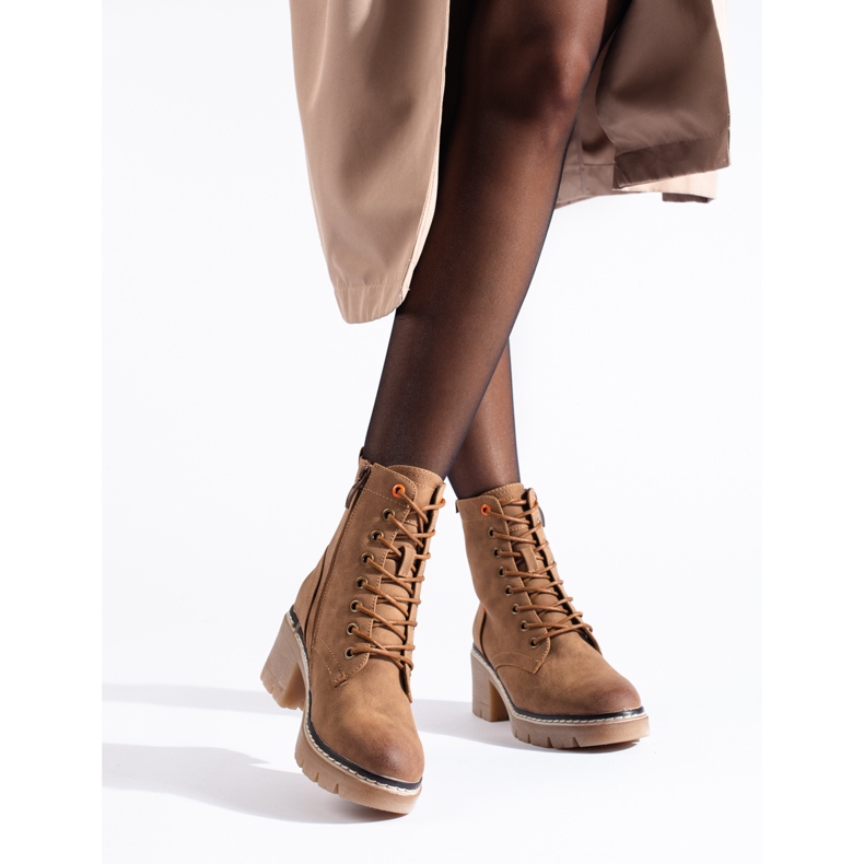 Botine maro din piele intoarsa cu siret Shelovet 1 Botine maro din piele intoarsa cu siret Shelovet 1