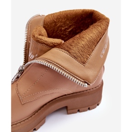 PS1 Botine Plate Piele Cu Fermoar Camel Vimal bej 2