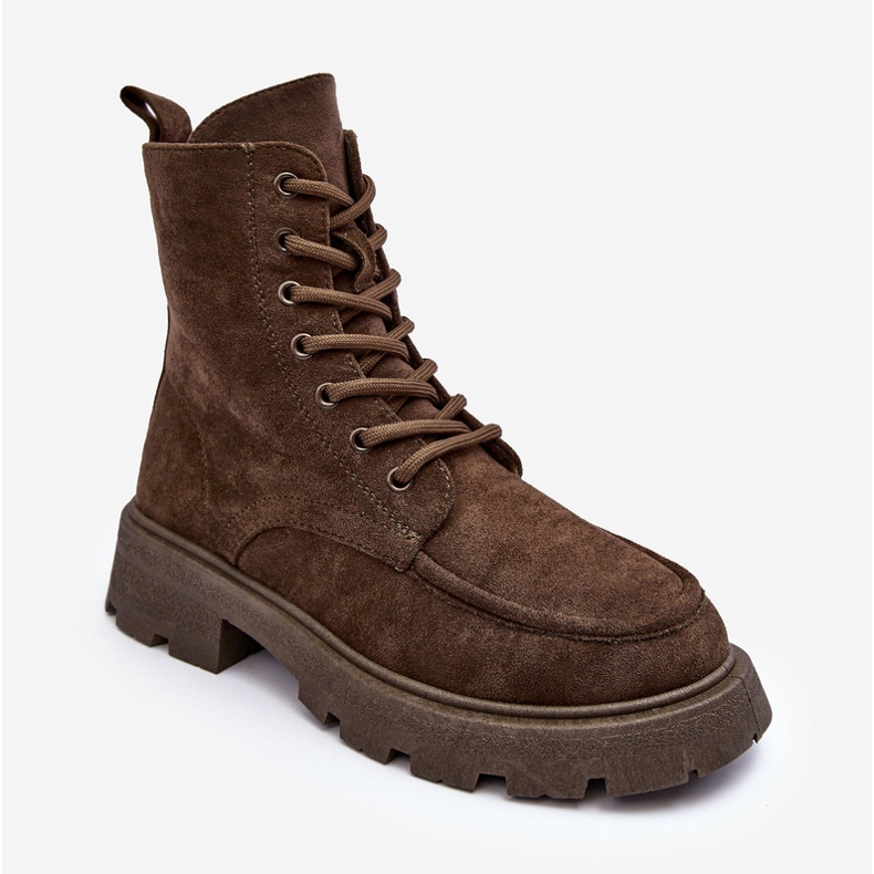 PS1 Botine izolate din piele intoarsa Trapper cu toc plat, Zikey verde inchis 1