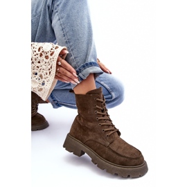 PS1 Botine izolate din piele intoarsa Trapper cu toc plat, Zikey verde inchis 8