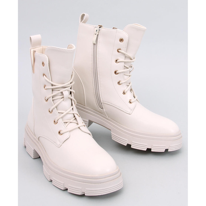 Botine militare cu șireturi Clend Beige bej 1 Botine militare cu șireturi Clend Beige bej 1