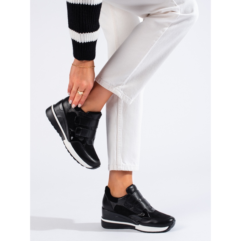 Tenisi negri cu velcro de W. Potocki negru 2