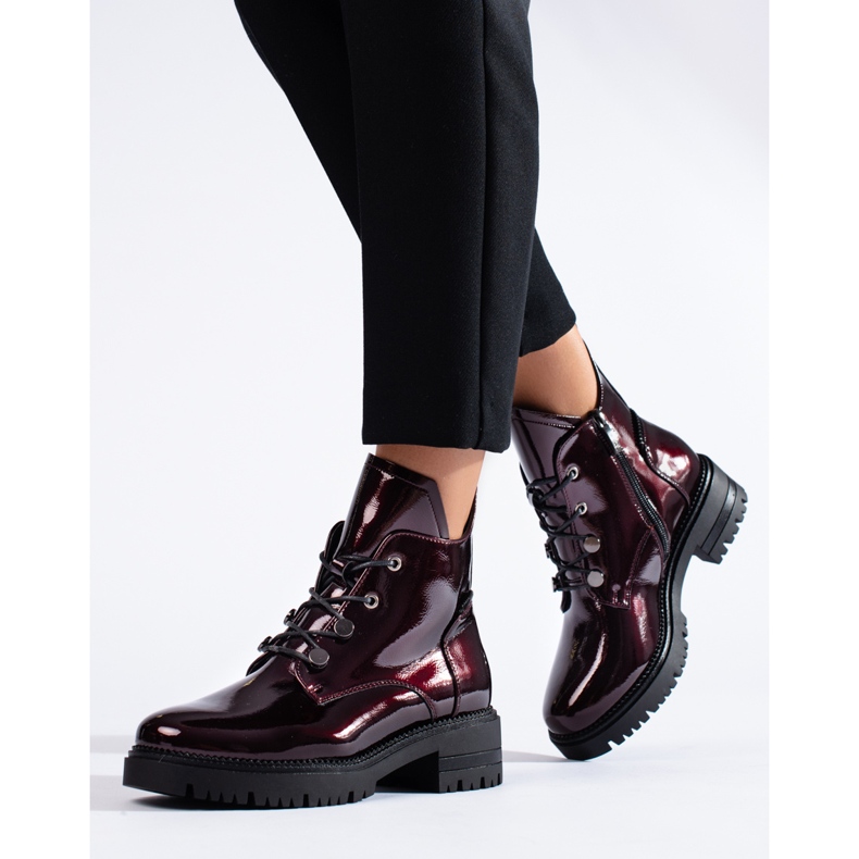 W. Potocki Cizme lăcuite burgundy de la Potocki roșu 2