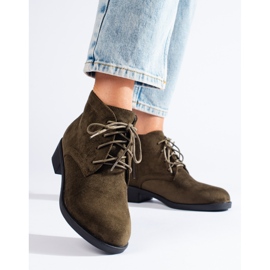 Botine Shelovet verzi din piele intoarsa cu siret verde 1