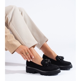 Mocasini de dama de piele intoarsa neagra Shelovet negru 1