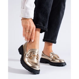 Mocasini Shelovet aurii cu talpa groasa de aur 1