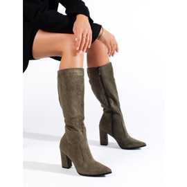Cizme ascuțite de damă Shelovet verde închis 1