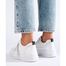 Tenisi albi pe platforma Shelovet 1 Tenisi albi pe platforma Shelovet 1