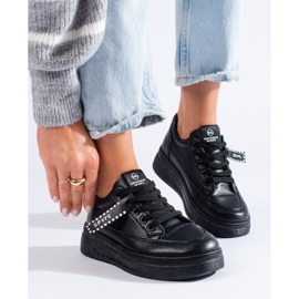 Tenisi negri cu platformă Shelovet negru 1