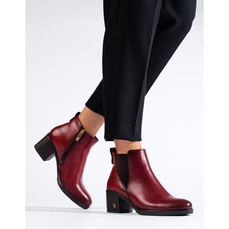 W. Potocki Botine de damă cu toc înalt burgundy de la Potocki roșu 1