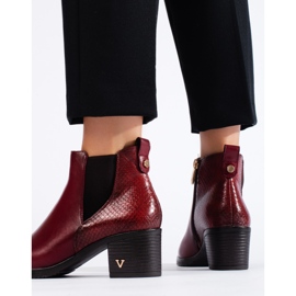 W. Potocki Botine de damă cu toc înalt burgundy de la Potocki roșu 2