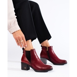 W. Potocki Botine de damă cu toc înalt burgundy de la Potocki roșu 3