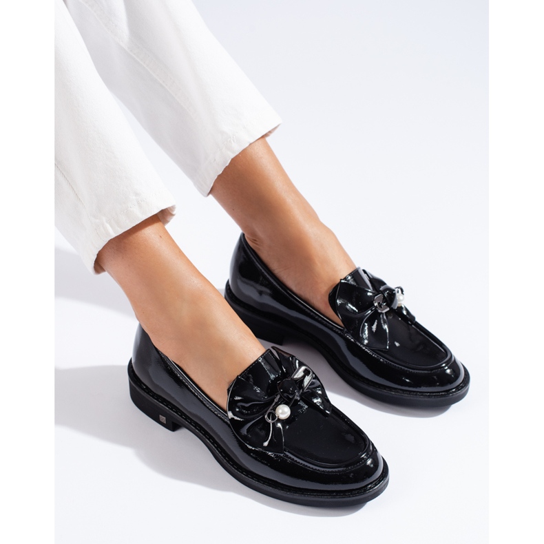 W. Potocki Pantofi de damă patentați cu fundă Potocki negru 1