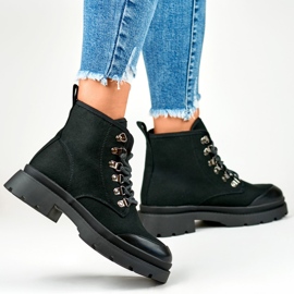 Tenisi de dama inalti imitand botine negru 6