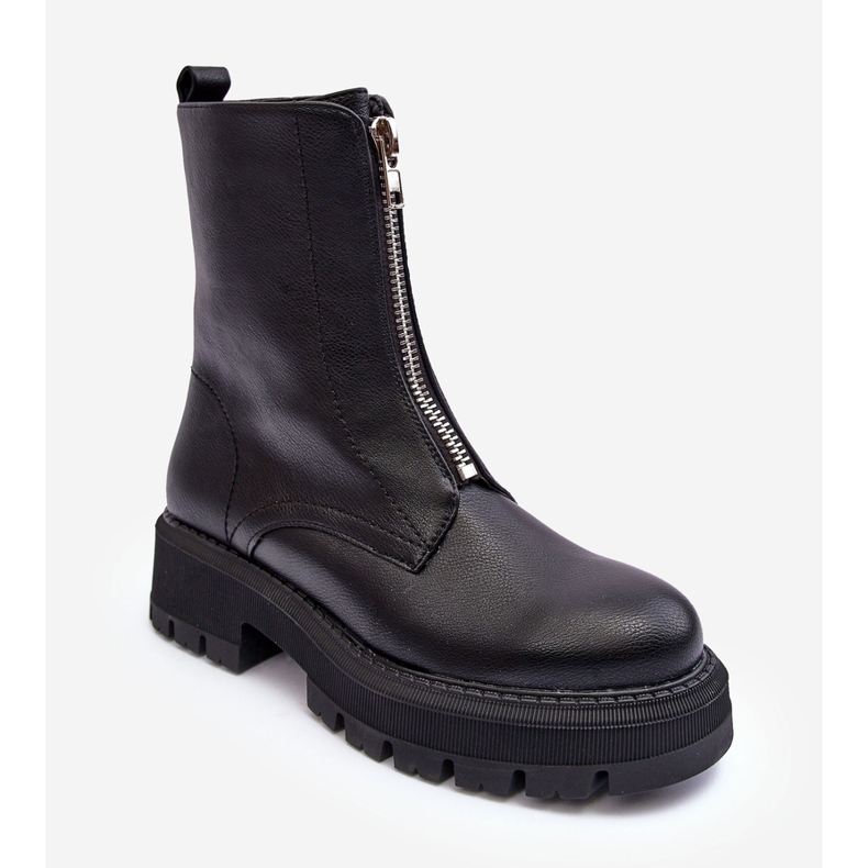 PS1 Cizme Plate Piele Cu Fermoar Negru Vimal 1 PS1 Cizme Plate Piele Cu Fermoar Negru Vimal 1