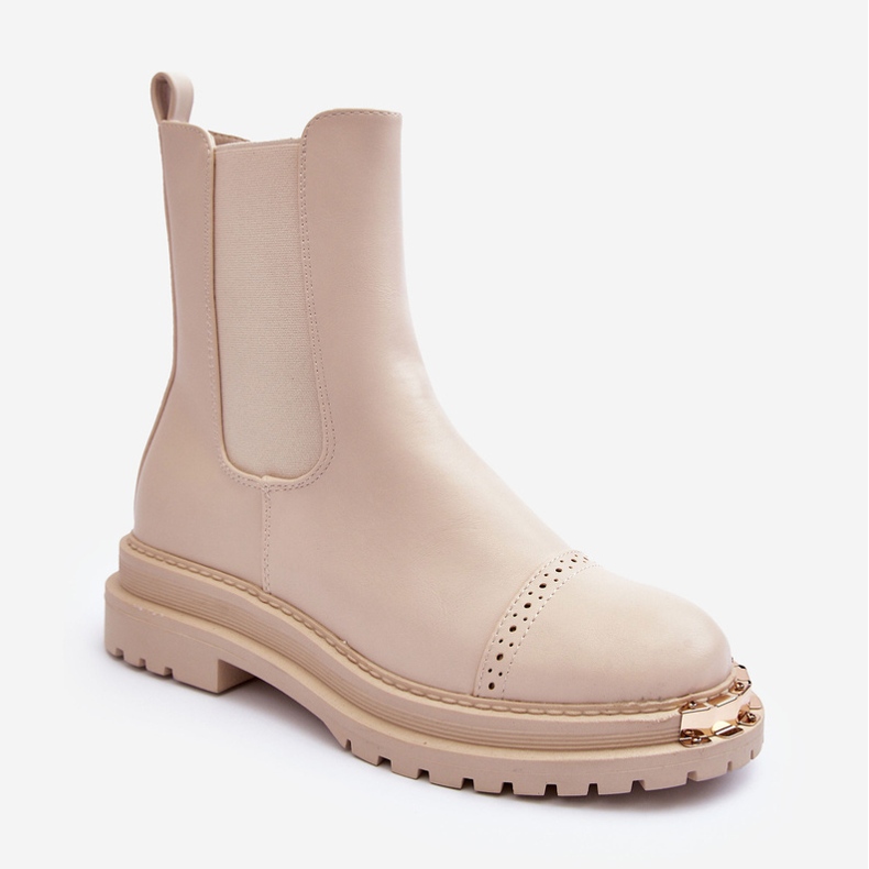 FG2 Botine de damă din piele bej Nialee 1 FG2 Botine de damă din piele bej Nialee 1