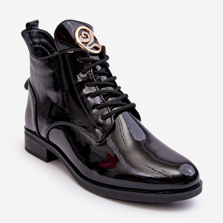 PH2 Pantofi dama din piele lacuita cu decor, Attiame Negru 1 PH2 Pantofi dama din piele lacuita cu decor, Attiame Negru 1