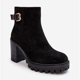 PS1 Botine De Damă De Căprioară Cu Decor Menoria Neagră negru 1